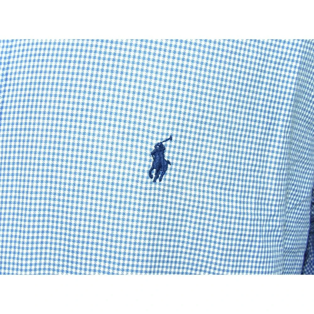 Polo Ralph Lauren Yarmouth Blue Check Button Up Dress Shirt Men's 17 - 34/35